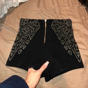 High waisted black w/ glitter gold shorts